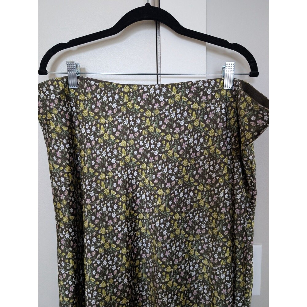 J. Crew Gwyneth Slip Skirt Green Floral 2X Y2K Minimalist - Picture 4 of 7